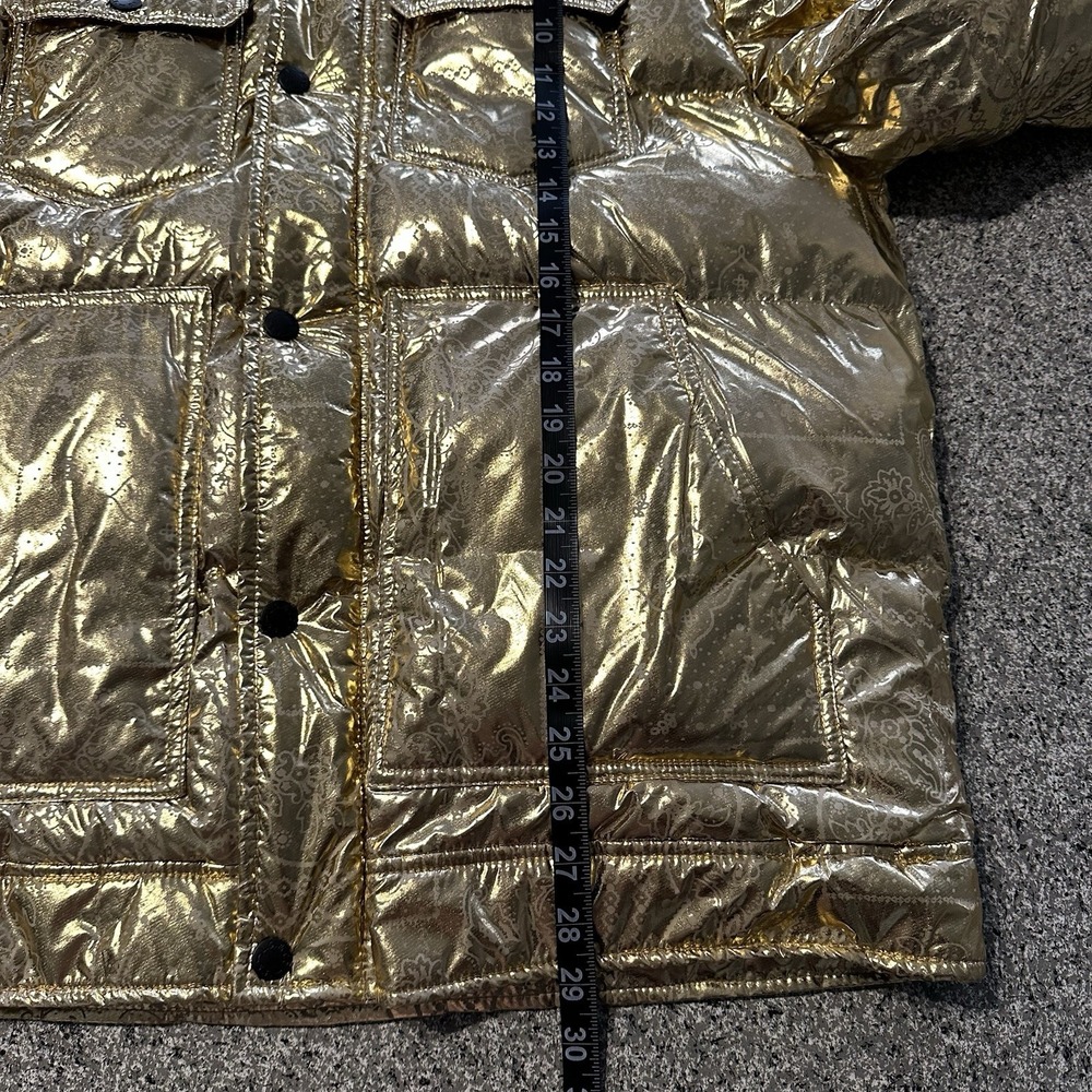 Levi's Puffer Jacket Men's L Gold Bandana Paisley Quilted Hooded  X2814 $225 - Picture 13 of 14